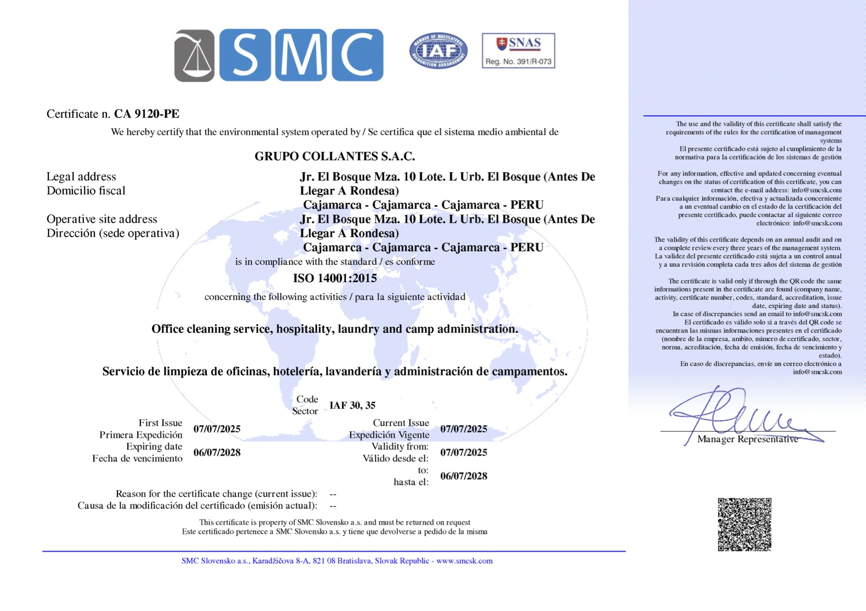 Certificado ISO 14001:2015