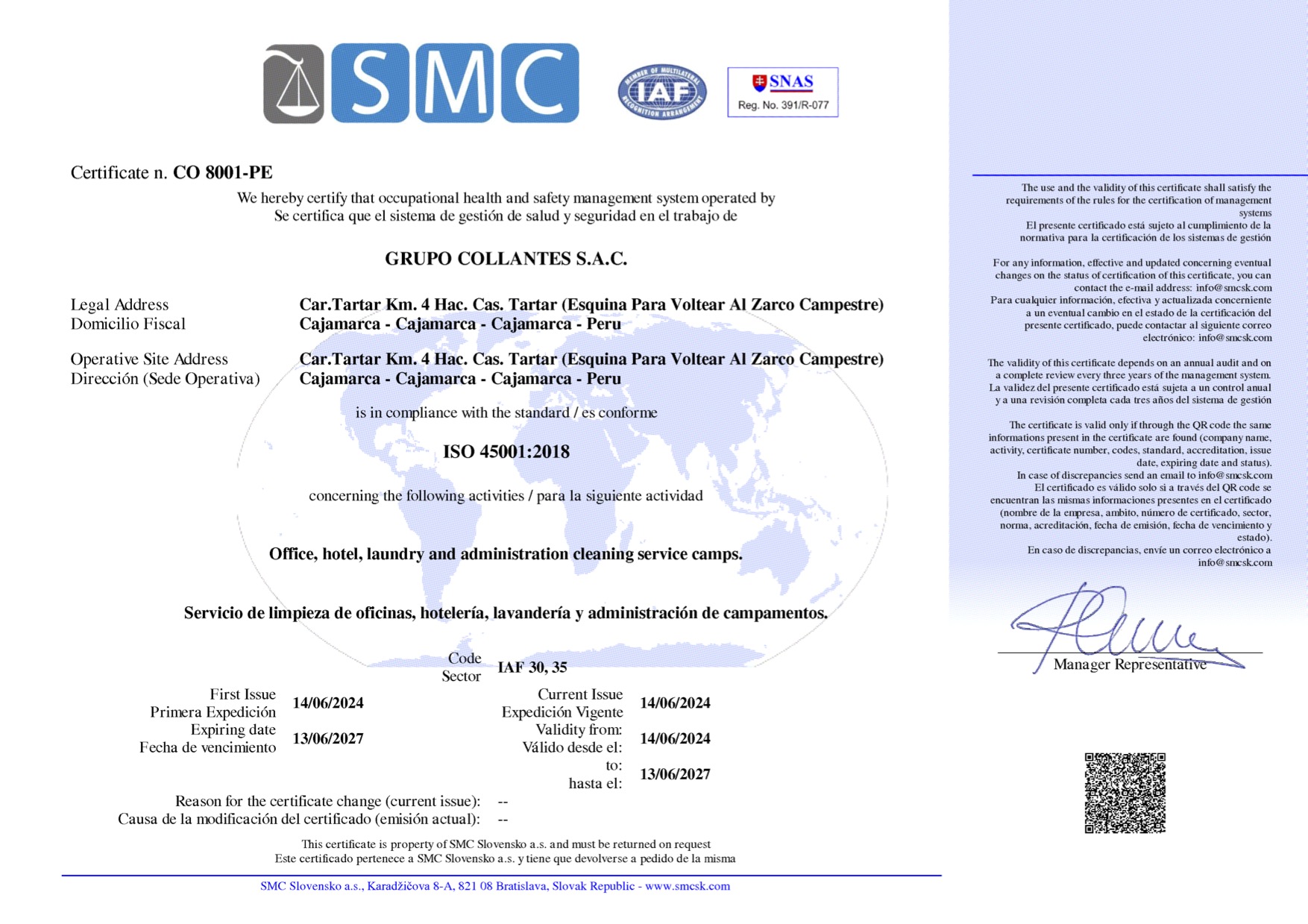 Certificado ISO 45001:2018
