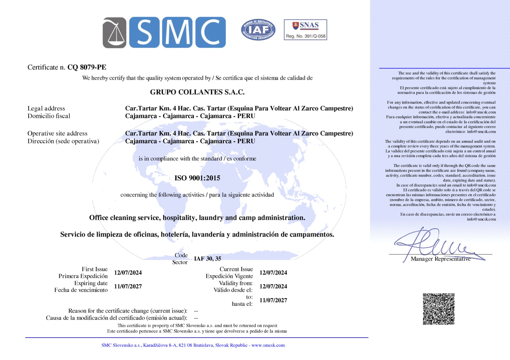 Certificado ISO 9001:2015